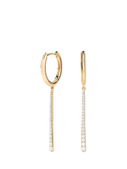 PDPAOLA Oval Long Zirconia Drop Earrings, Yellow Gold, Yellow Gold