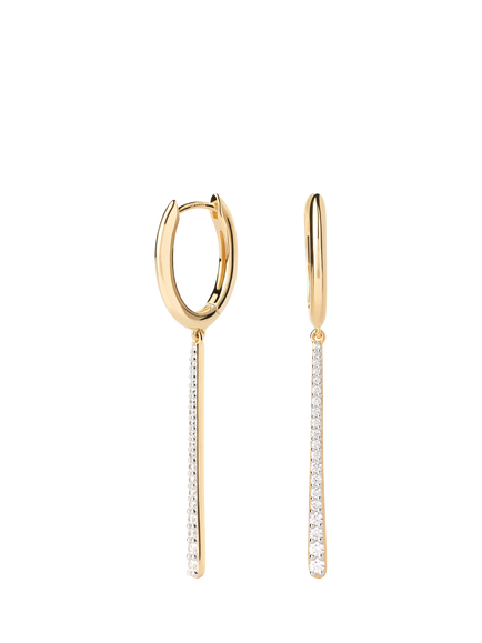 PDPAOLA Oval Long Zirconia Drop Earrings, Yellow Gold, Yellow Gold