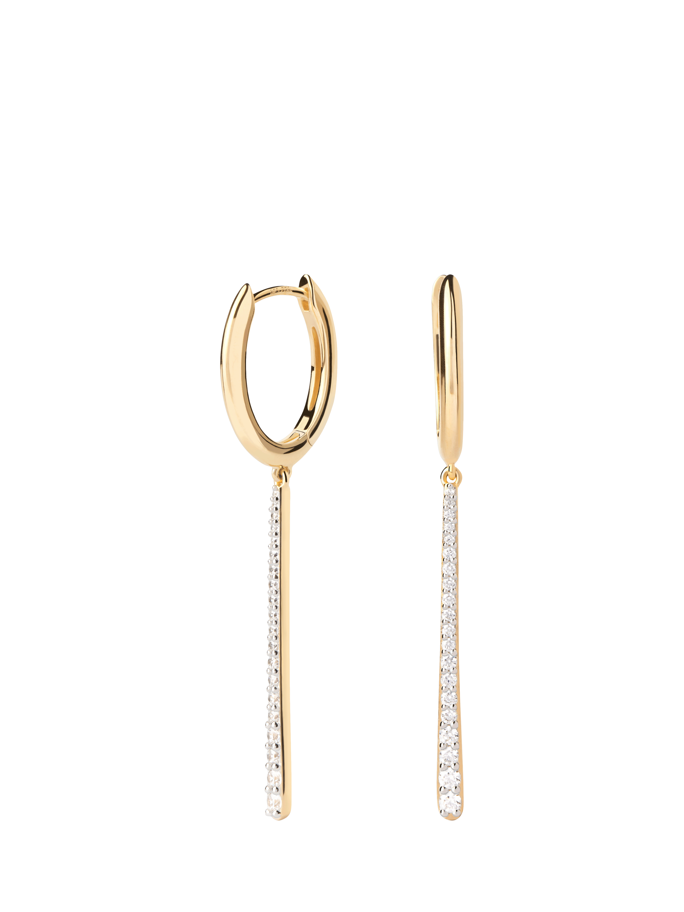 Product image 2 of 3, which shows PDPAOLA Oval Long Zirconia Drop Earrings, Yellow Gold