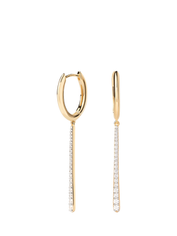 PDPAOLA Oval Long Zirconia Drop Earrings, Yellow Gold - view 2, Yellow Gold