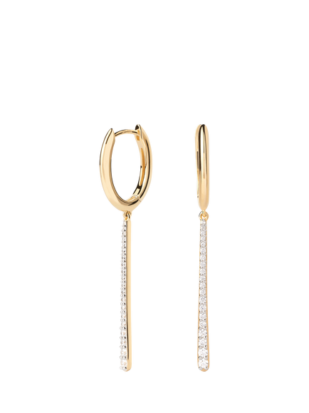 PDPAOLA Oval Long Zirconia Drop Earrings, Yellow Gold - view 2, Yellow Gold