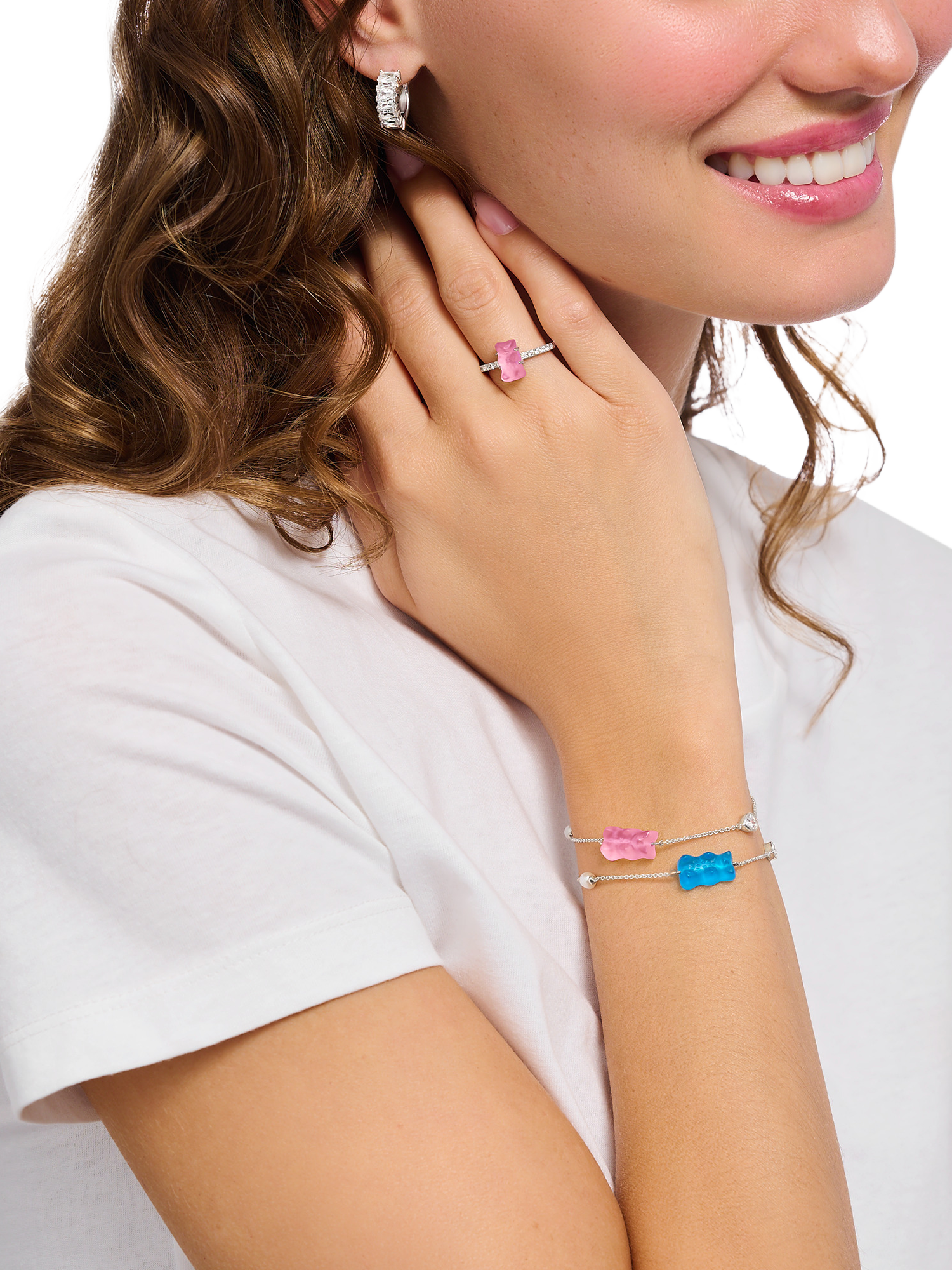 Product image 2 of 2, which shows THOMAS SABO x Haribo Goldbear Chain Bracelet, Pink/Silver