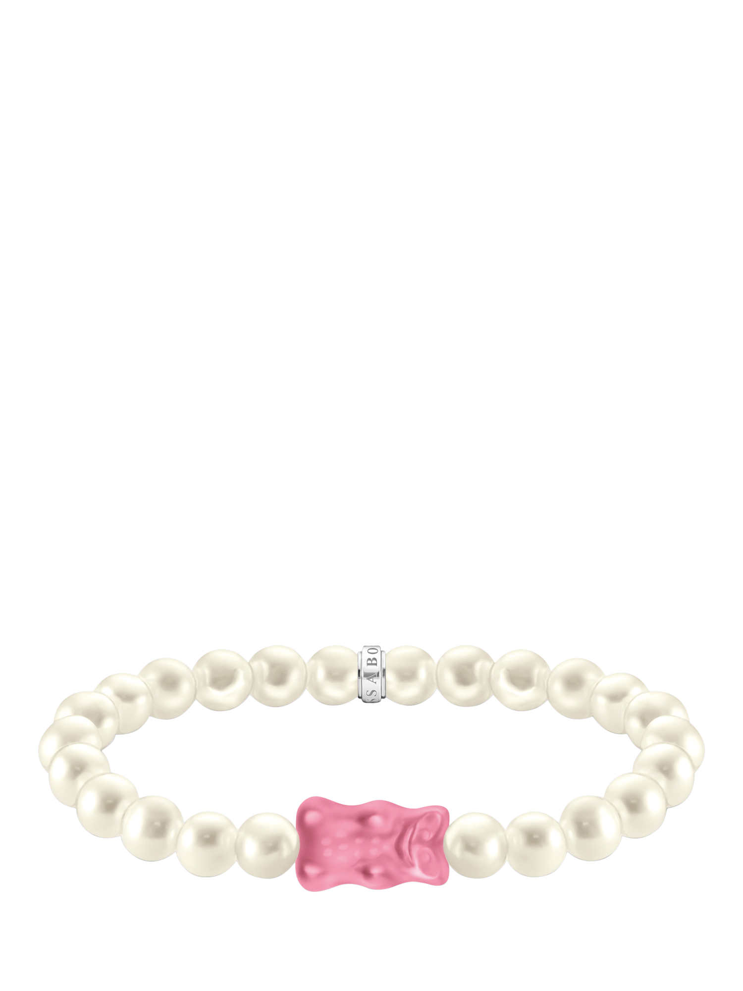 Product image 1 of 2, which shows THOMAS SABO x Haribo Solitaire Goldbear Freshwater Pearl Stretch Bracelet, Pink/Silver