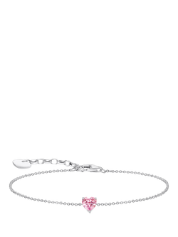 THOMAS SABO Essentials Cubic Zirconia Heart Chain Bracelet, Pink