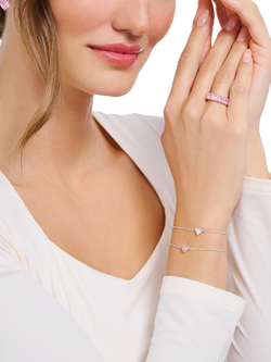 THOMAS SABO Essentials Cubic Zirconia Heart Chain Bracelet - view 2, Pink