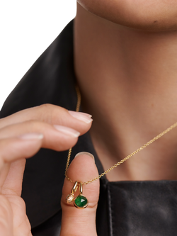 PDPAOLA Oasis Aventurine and Zirconia Two Pendant Necklace, Yellow Gold, Yellow Gold