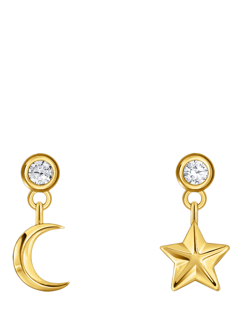 Product image 1 of 3, which shows THOMAS SABO Moon & Star Cubic Zirconia Drop Earrings, Gold