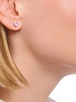 THOMAS SABO Cubic Zirconia Heart Sterling Silver Stud Earrings - view 2, Pink