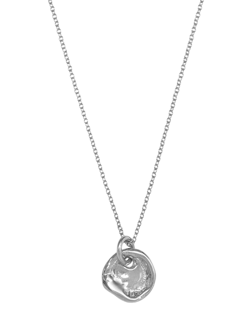 Deborah Blyth Round Organic Shaped Pendant Necklace Sterling Silver