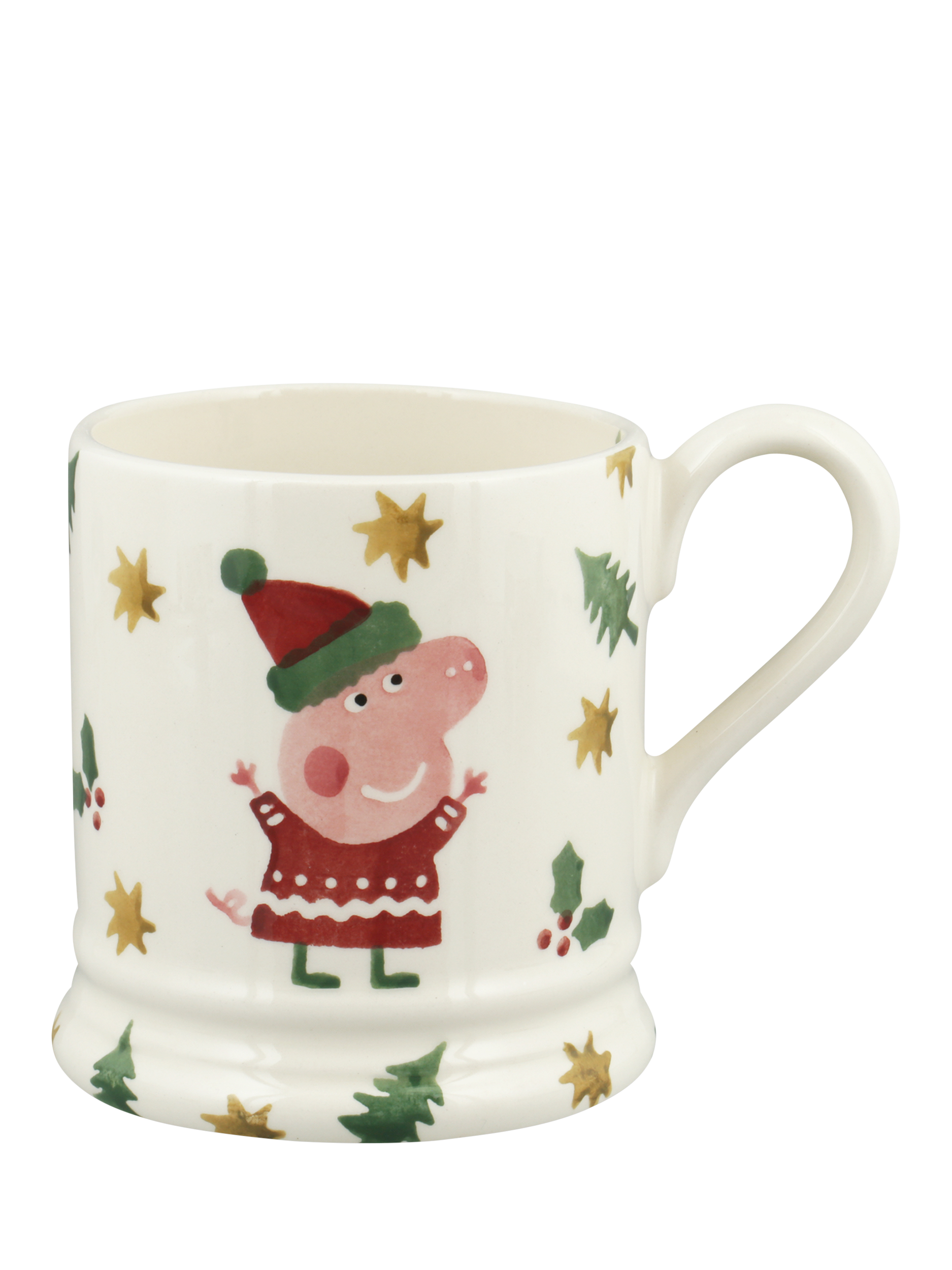 Emma Bridgewater Peppa Pig & George Christmas Half Pint Earthenware Mug, 300ml