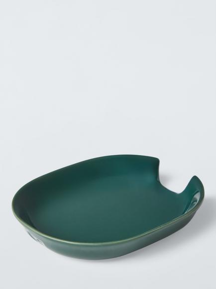 John Lewis X Deliciously Ella Stoneware Spoon Rest, Green, Stone