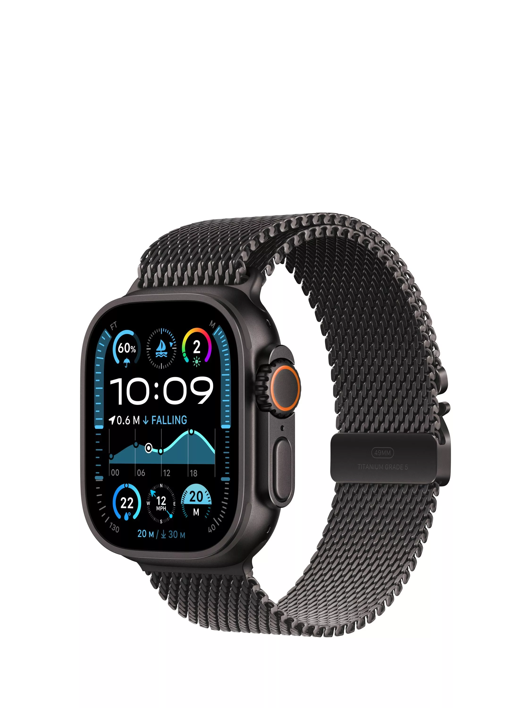 Apple Watch Ultra 2 GPS Cellular 49mm Titanium Case with Milanese Loop Black Black