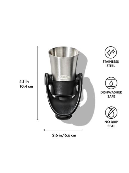OXO Wine Stopper and Pourer - view 2, Black & Silver