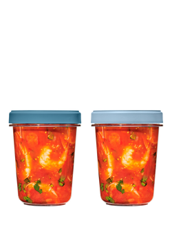 OXO Good Grips Twist & Stack Storage Container, Set of 2, 900ml, Blue/Clear, Blue & Transparent