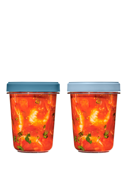 OXO Good Grips Twist & Stack Storage Container, Set of 2, 900ml, Blue/Clear, Blue & Transparent