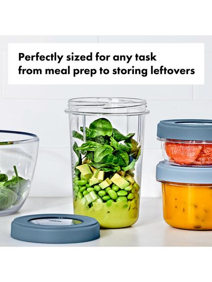 OXO Good Grips Twist & Stack Storage Container, Set of 2, 900ml, Blue/Clear - view 2, Blue & Transparent