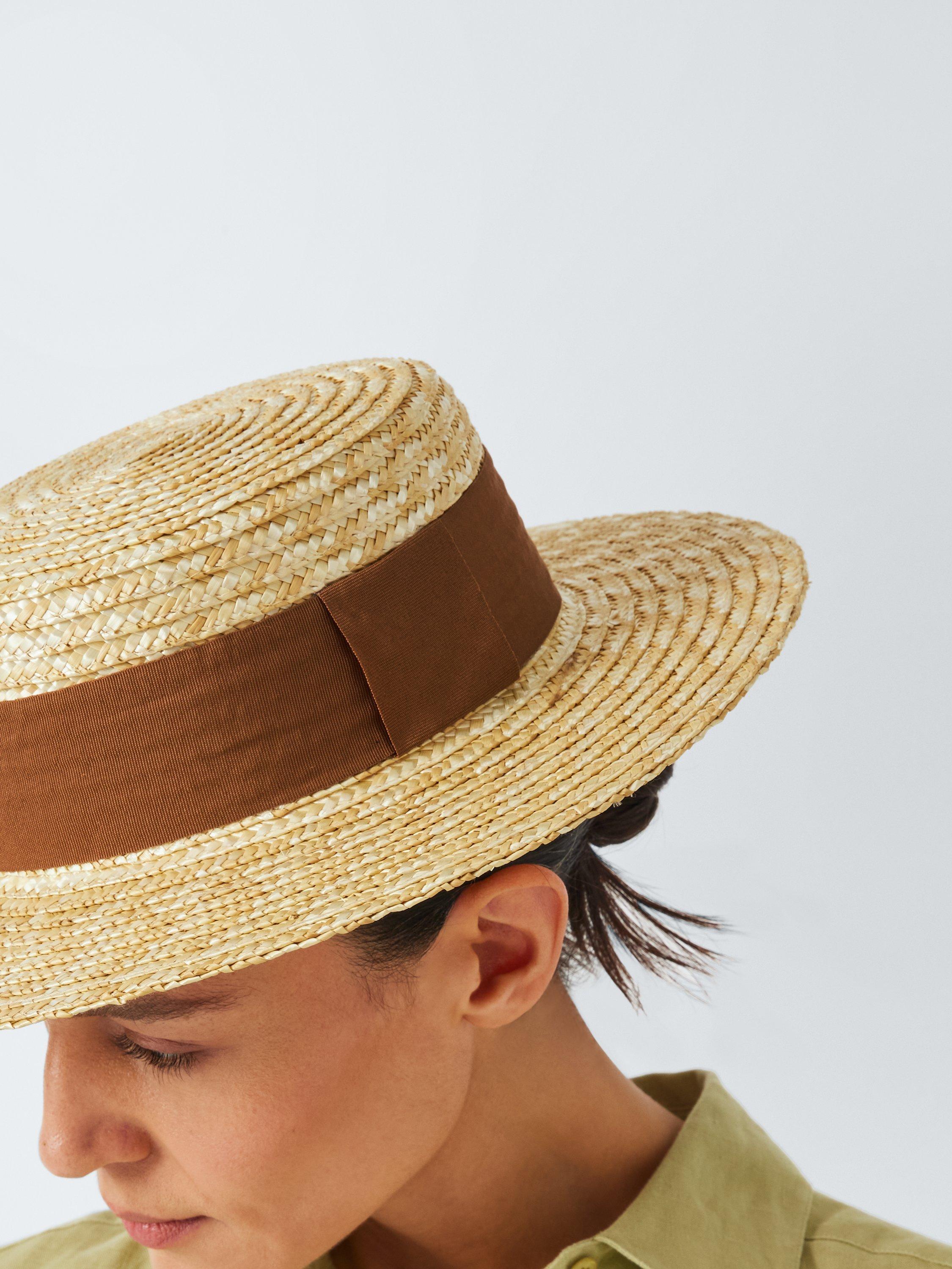 Product image 1 of 4, which shows John Lewis Haven Woven Straw Boater Hat, Natural