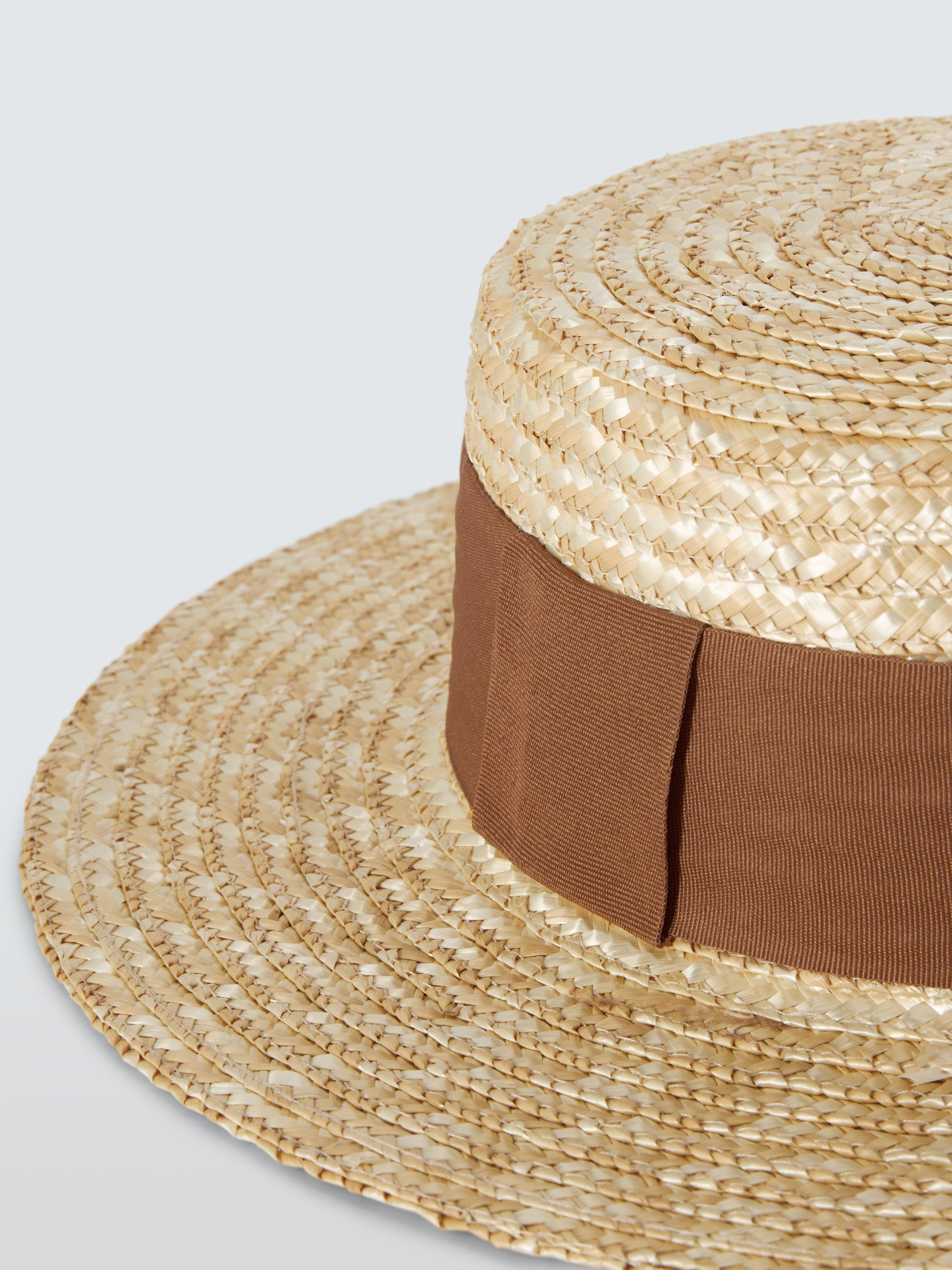 Product image 3 of 4, which shows John Lewis Haven Woven Straw Boater Hat, Natural