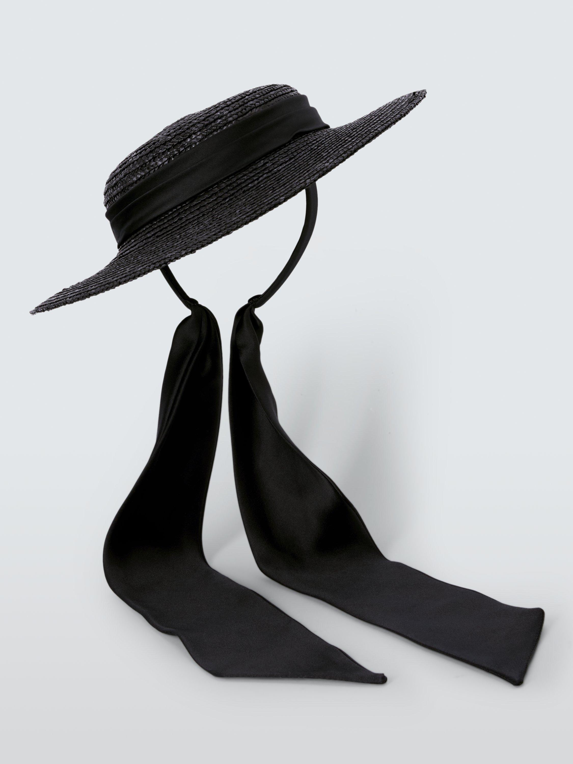 Product image 2 of 4, which shows John Lewis Henrietta Woven Occasion Hat, Black