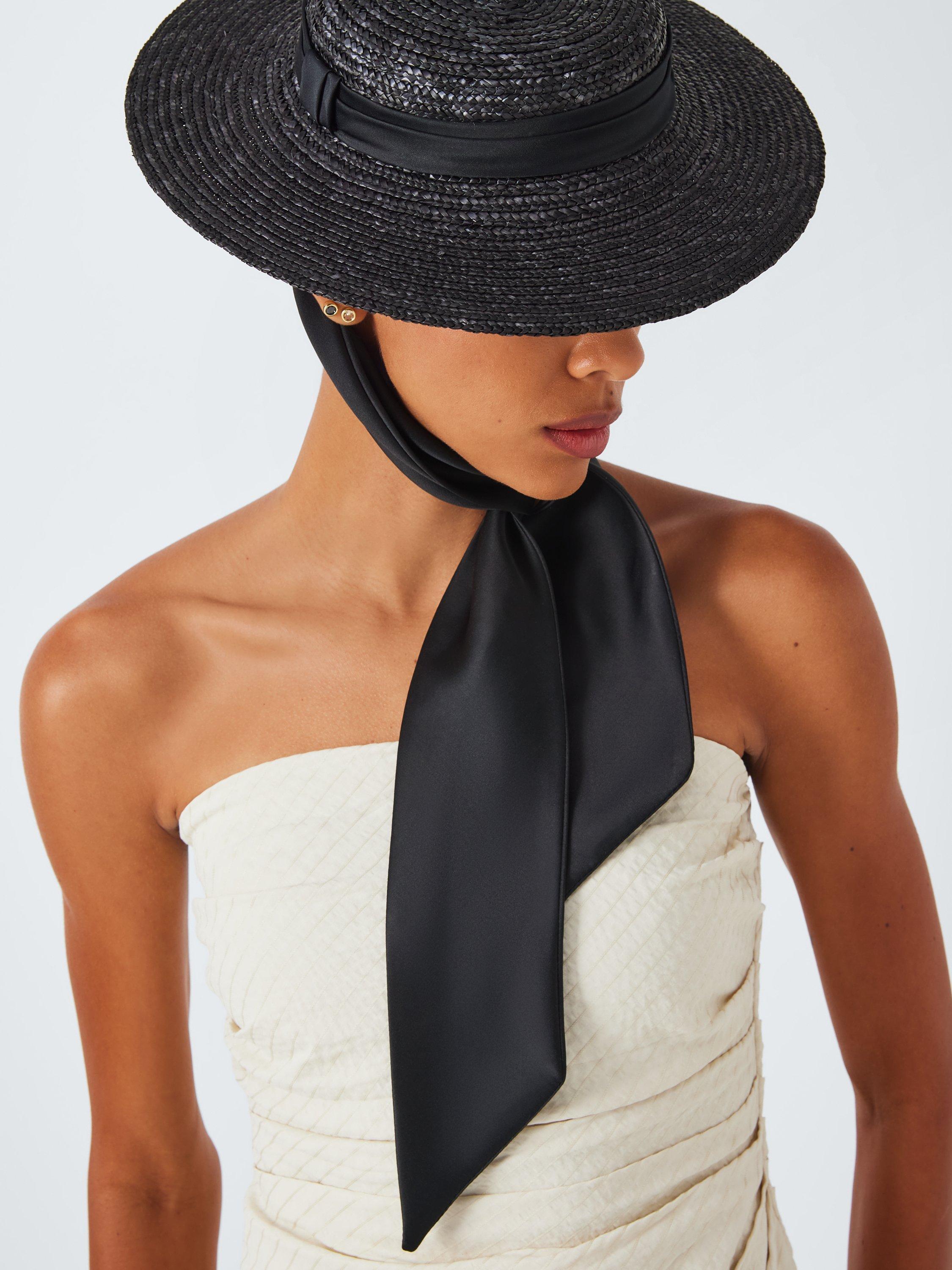 Product image 4 of 4, which shows John Lewis Henrietta Woven Occasion Hat, Black