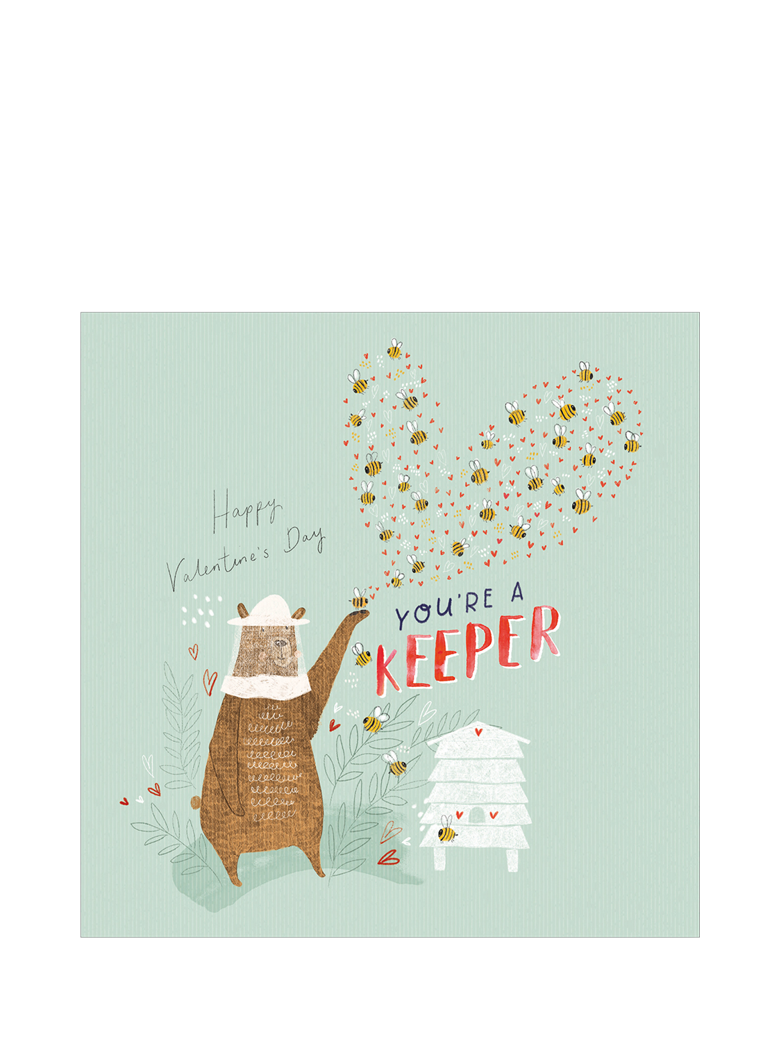 Woodmansterne Bear & Bees Valentine's Day Card