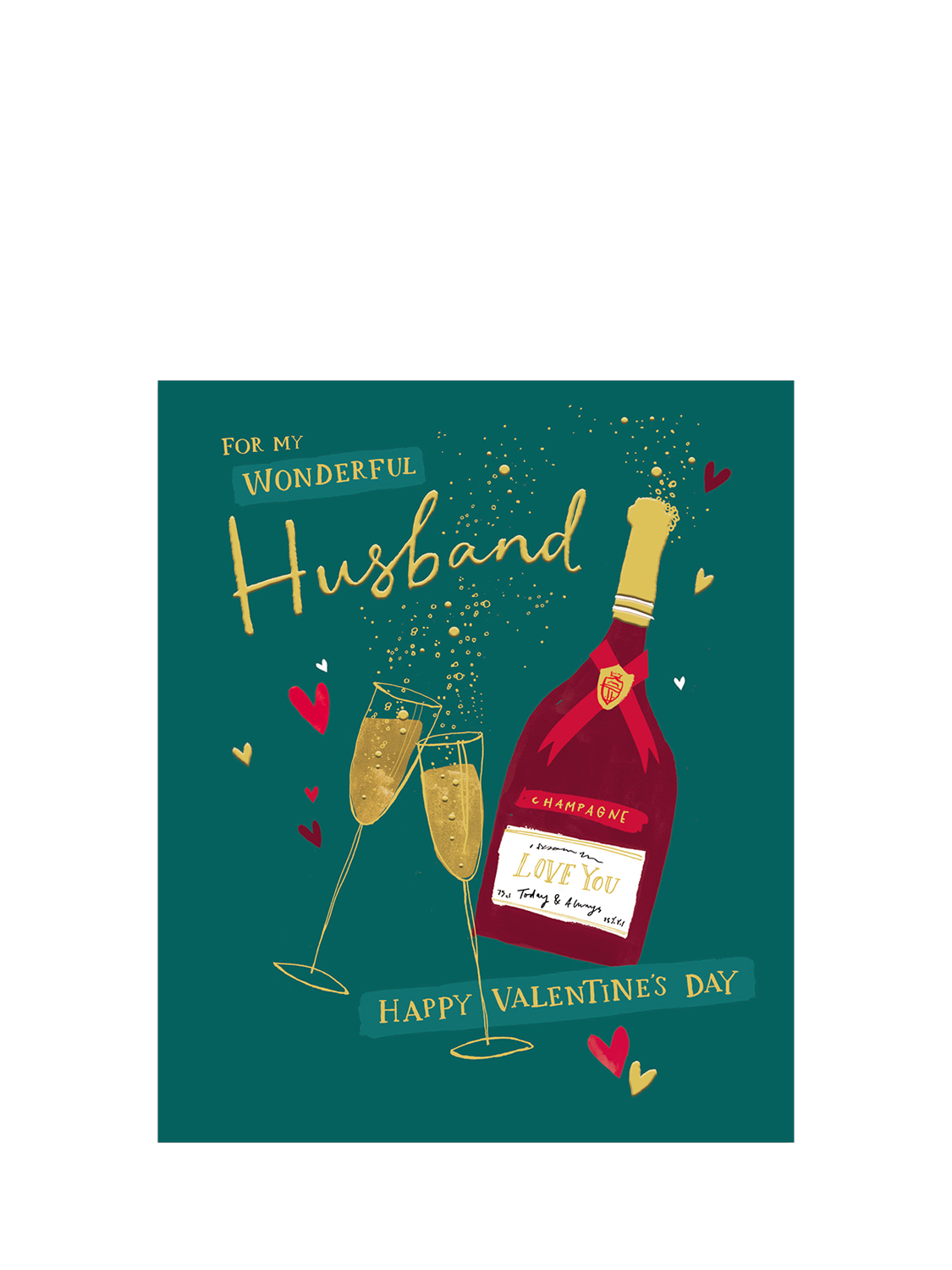 Woodmansterne Champagne Glasses & Bottle Husband Valentine's Day Card