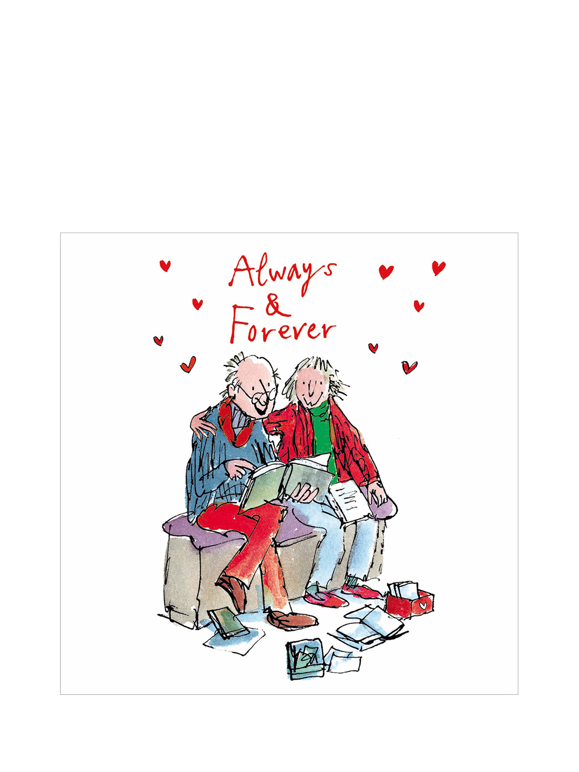 Woodmansterne Older Couple Reading Valentine's Day Card