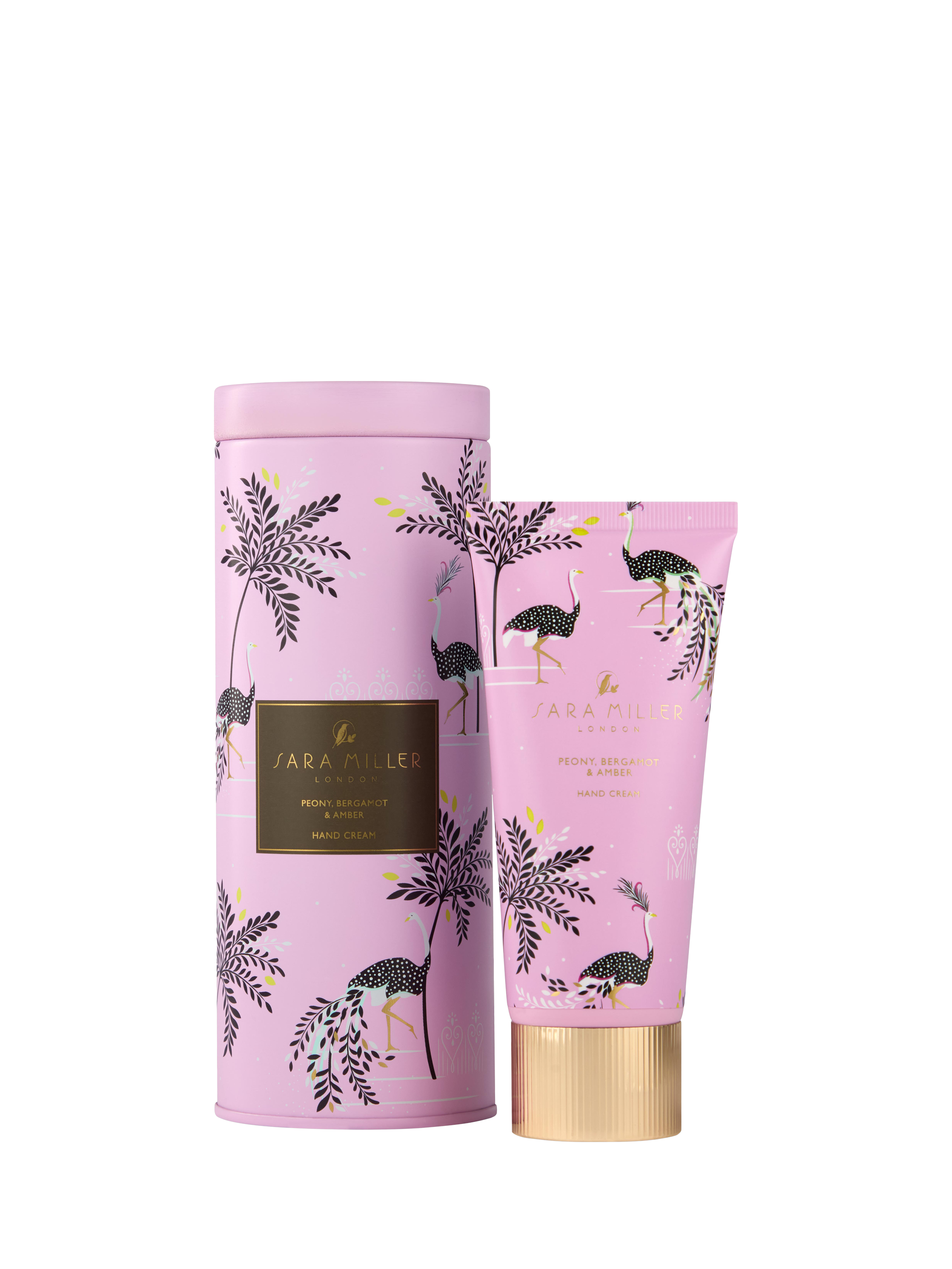 Product image 1 of 3, which shows Sara Miller Ostrich & Palms Hand Cream, 100ml