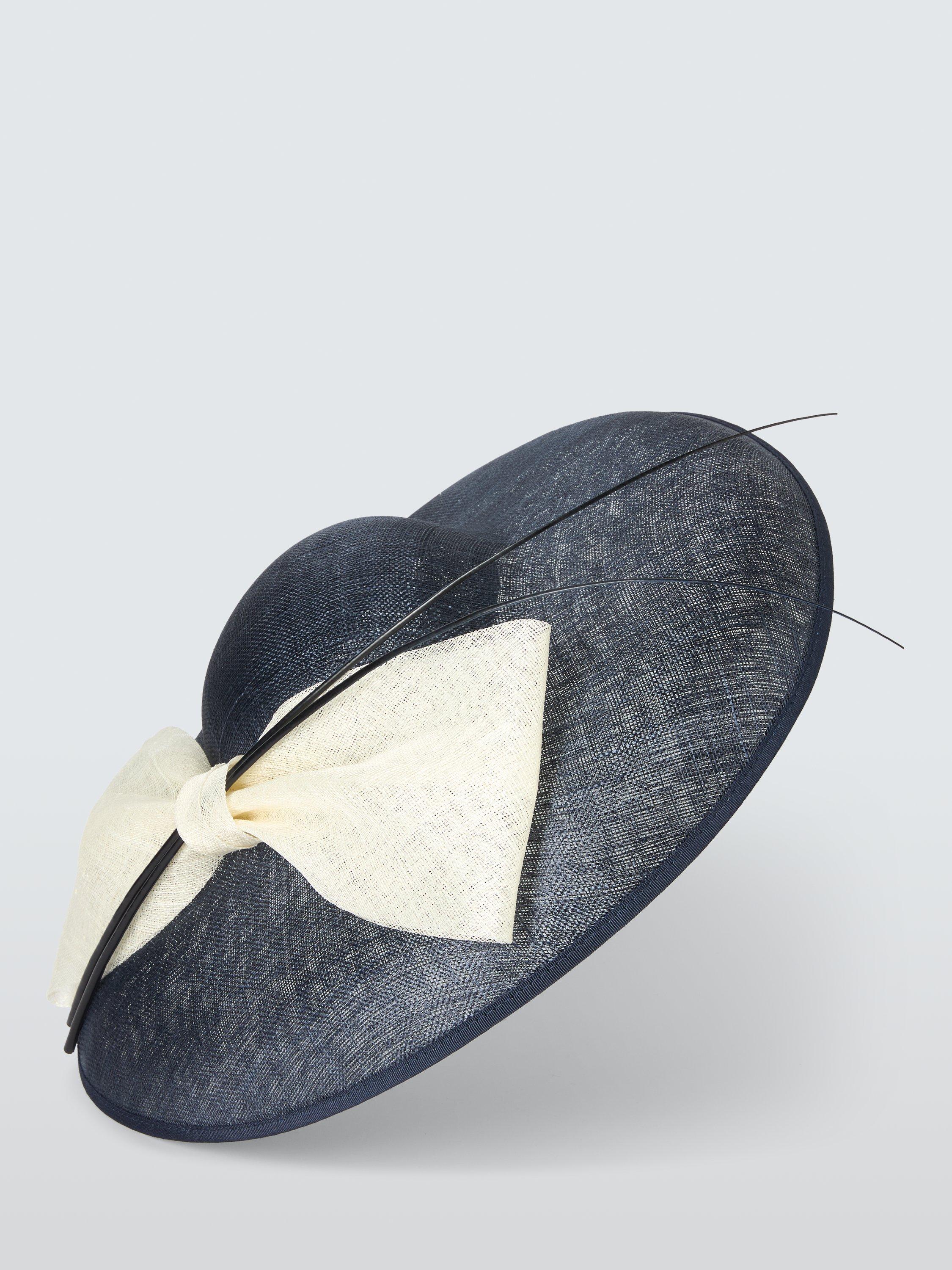 Product image 2 of 4, which shows John Lewis Davina Bow Woven Occasion Hat, White/Navy