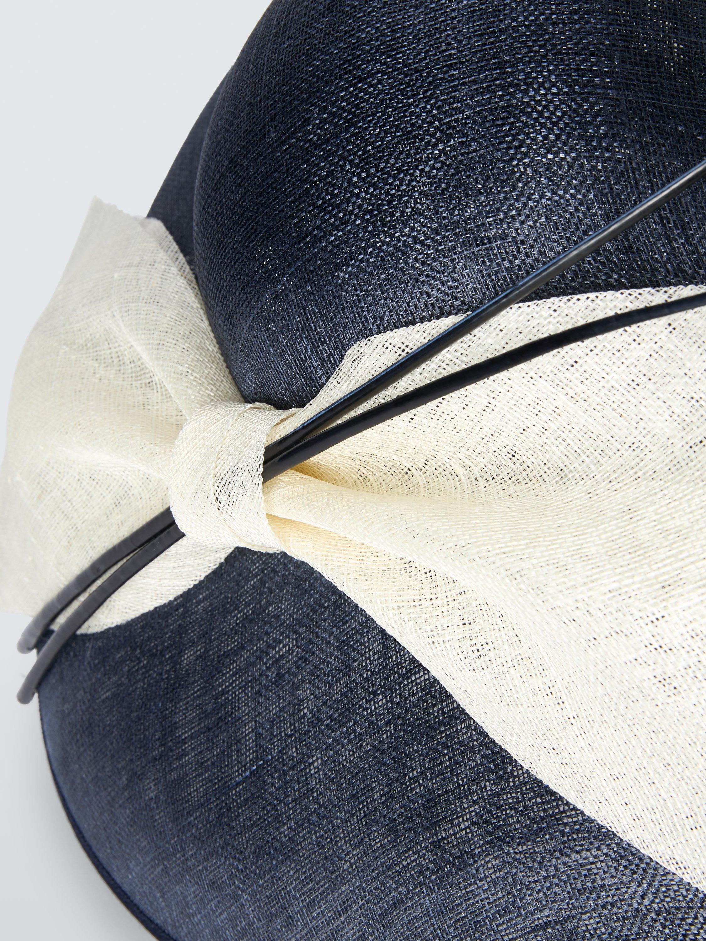 Product image 3 of 4, which shows John Lewis Davina Bow Woven Occasion Hat, White/Navy