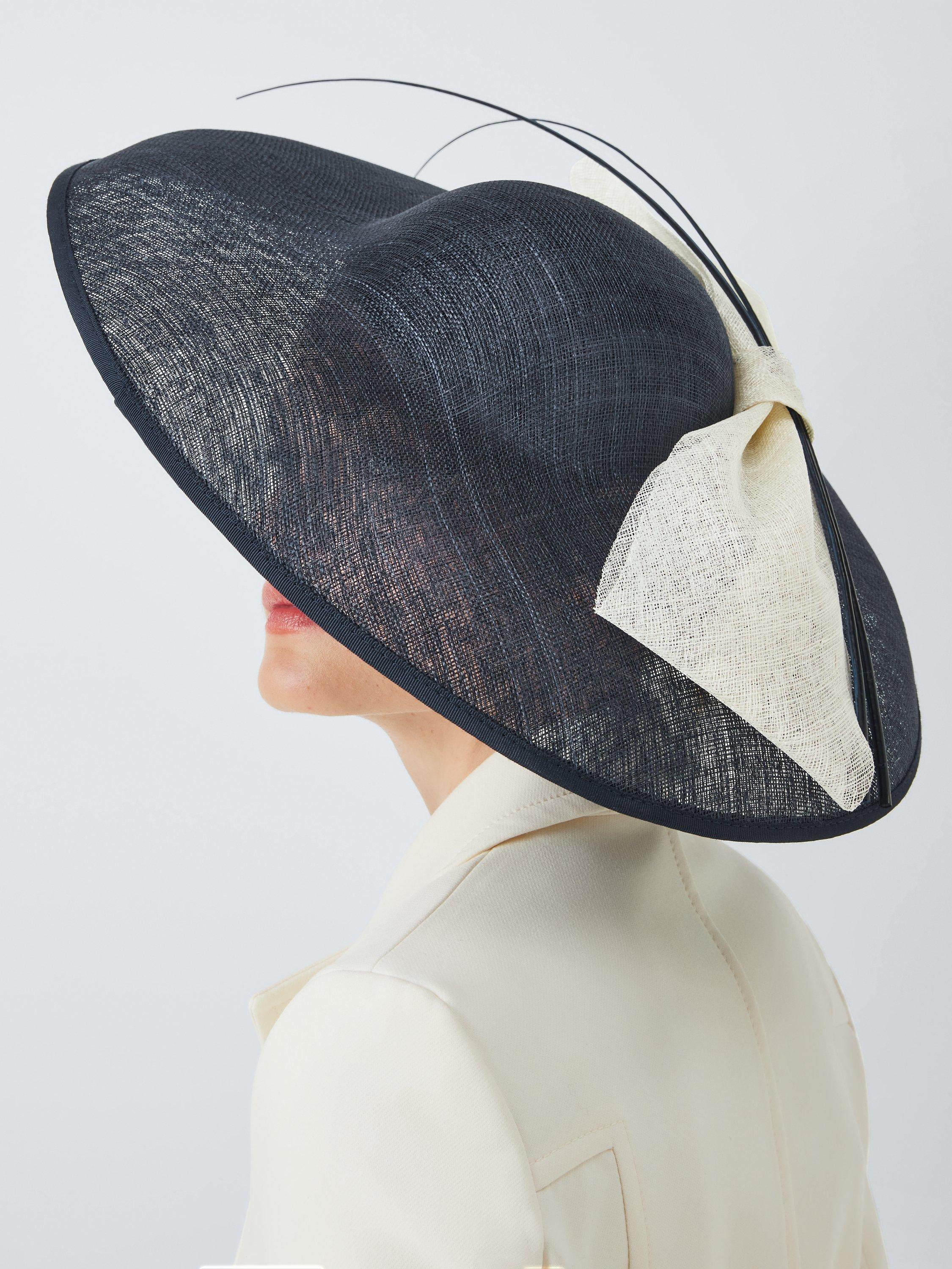 Product image 4 of 4, which shows John Lewis Davina Bow Woven Occasion Hat, White/Navy