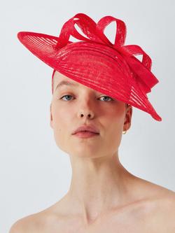 John Lewis Dee Woven Crosshatch Bow Hat, Red