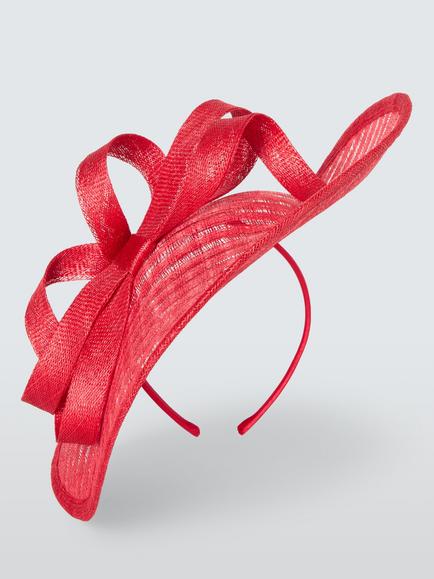 John Lewis Dee Woven Crosshatch Bow Hat - view 2, Red
