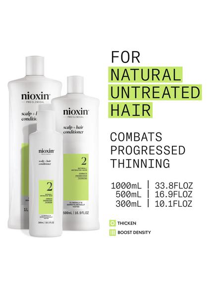 Nioxin Pro Clinical System 2 Scalp + Hair Thickening Conditioner for Natural Hair with Progressed Thinning, 300ml - view 2, 