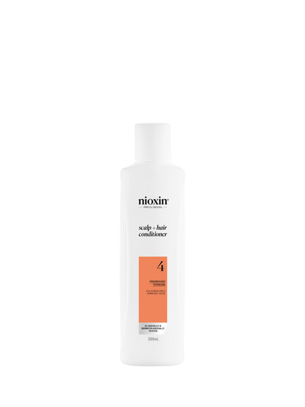 Nioxin Pro Clinical System 4 Scalp + Hair Thickening Conditioner for Coloured Or Dry Damaged Hair with Progressed Thinning, 300ml, 