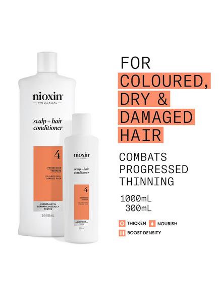 Nioxin Pro Clinical System 4 Scalp + Hair Thickening Conditioner for Coloured Or Dry Damaged Hair with Progressed Thinning, 300ml - view 2, 
