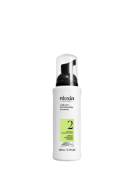 Nioxin Pro Clinical System 2 Scalp + Hair Thickening Treatment for Natural Hair with Progressed Thinning, 100ml, 