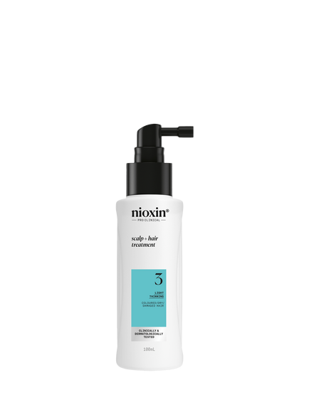 Nioxin Pro Clinical System 3 Scalp + Hair Thickening Treatment for Coloured Or Dry Damaged Hair with Light Thinning, 100ml, 