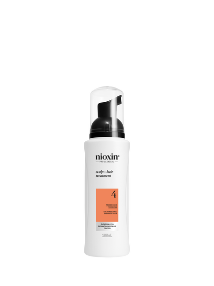 Nioxin Pro Clinical System 4 Scalp + Hair Thickening Treatment for Coloured Or Dry Damaged Hair with Progressed Thinning, 100ml, 