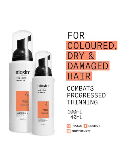 Nioxin Pro Clinical System 4 Scalp + Hair Thickening Treatment for Coloured Or Dry Damaged Hair with Progressed Thinning, 100ml - view 2, 