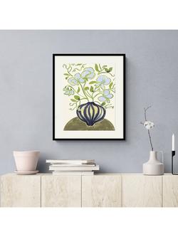 John Lewis La Poire 'Sweet Peas' Framed Print & Mount, 62 x 52cm, Green/Blue - view 2, Green/Blue