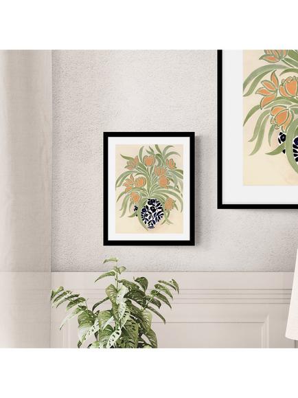 John Lewis La Poire 'Apricot Tulips' Framed Print & Mount, Green/Orange, Green