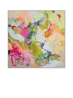 John Lewis Natasha Barnes 'Life is Beautiful' Framed Canvas Print, 104 x 104cm, Pink/White, Pink / White