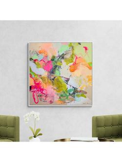 John Lewis Natasha Barnes 'Life is Beautiful' Framed Canvas Print, 104 x 104cm, Pink/White - view 2, Pink / White