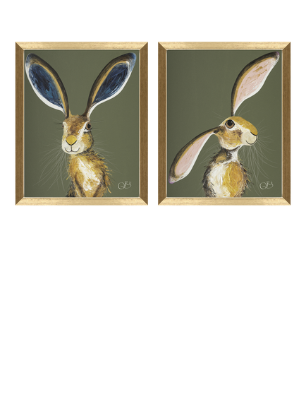 John Lewis Quinn Russell 'Marley & Maisie' Framed Prints, Set of 2, 32 x 26cm, Green/Gold, Green / Gold