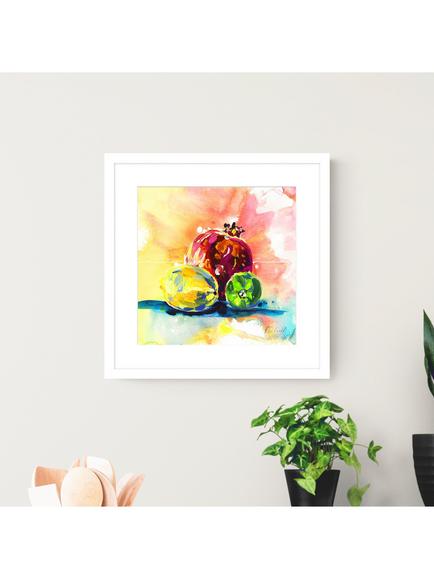 John Lewis Rachael Dalzell 'Fruit 2' Framed Print, 53.5 x 53.5cm, Multi/White - view 2, Multi / White