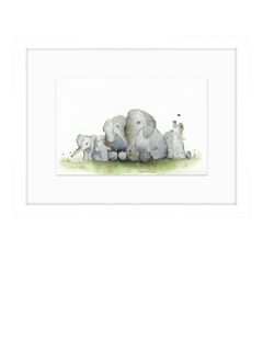 John Lewis Sarah Reilly 'Elephant Family' Framed Print & Mount, 33.5 x 43.5cm, White