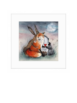 John Lewis Sarah Reilly 'Peace & Huggles' Framed Print & Mount, 43.5 x 43.5cm, White, White