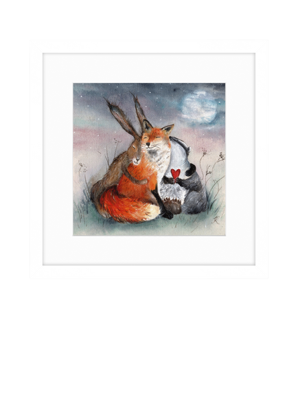 John Lewis Sarah Reilly 'Peace & Huggles' Framed Print & Mount, 43.5 x 43.5cm, White, White