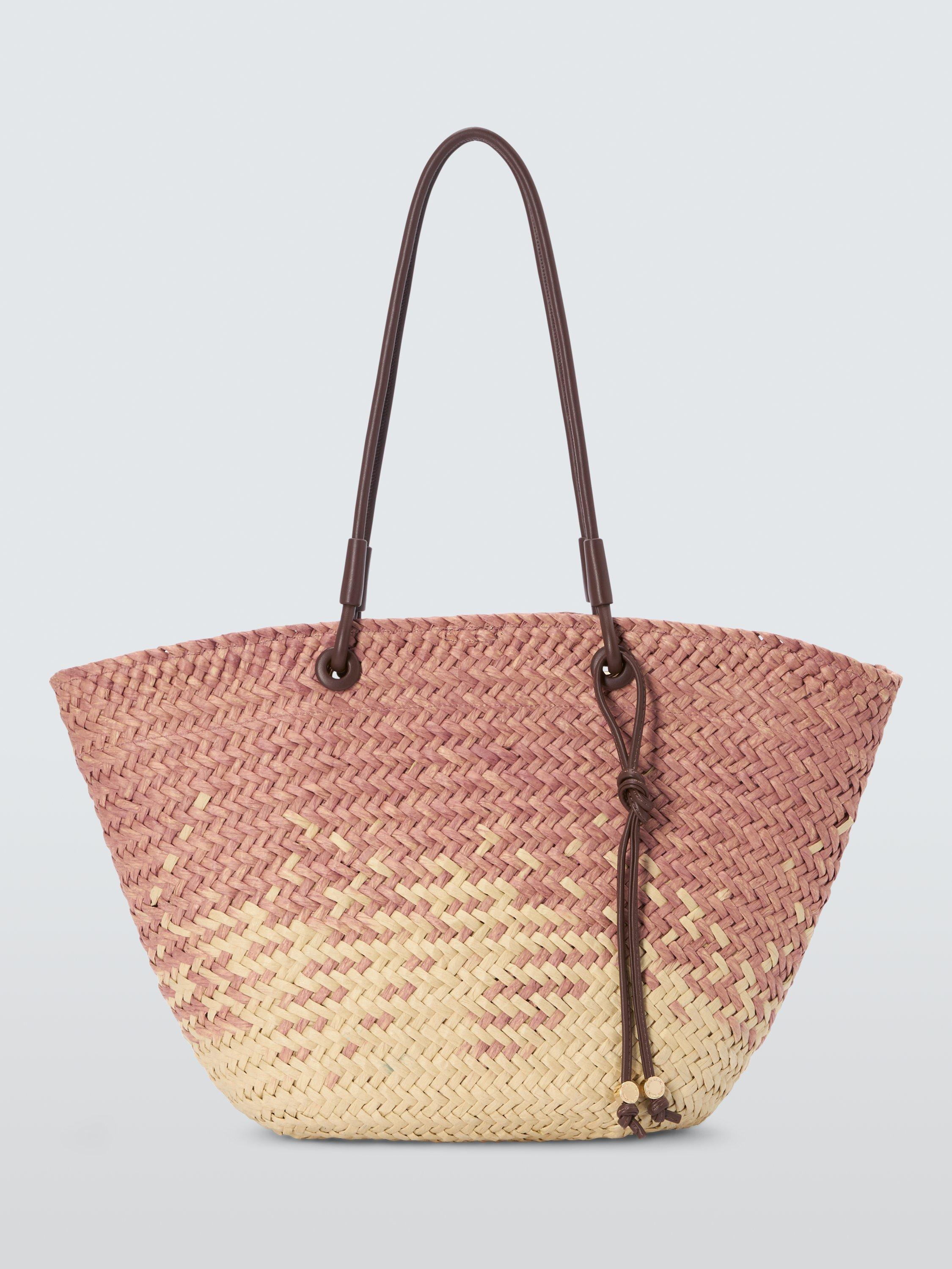 John Lewis Raffia Ombre Tote Bag, Natural/Brown